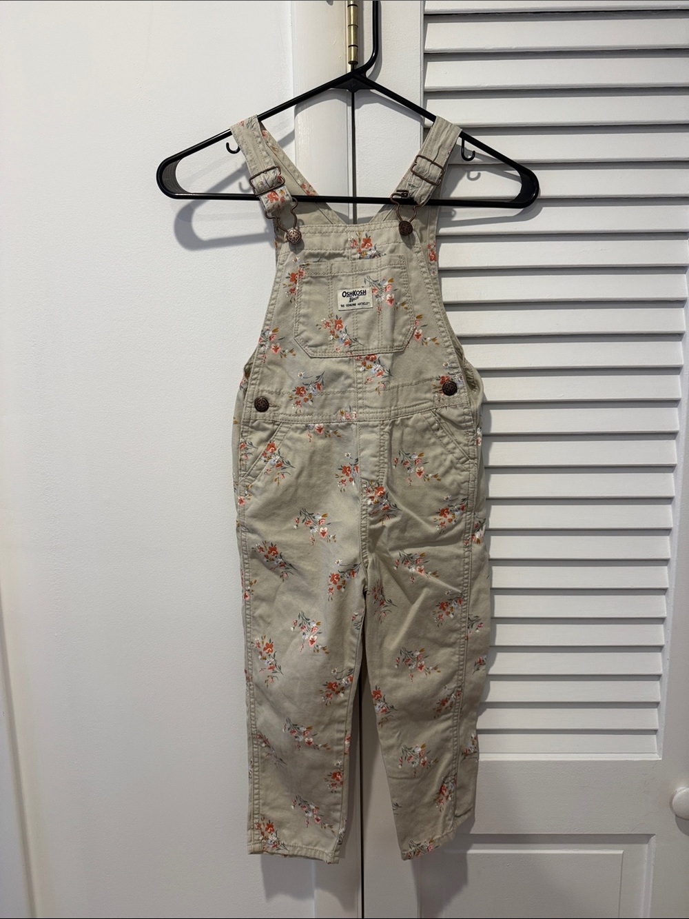 OshKosh B'gosh Beige Floral Toddler Overalls with Flower Print
